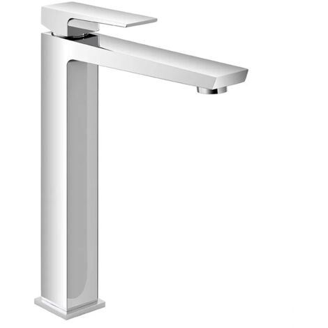 Miscelatore lavabo alto in ottone cromo con piletta click clack Kubo