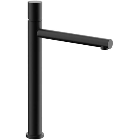 Miscelatore lavabo alto nero opaco senza leva in acciaio inox Gemini