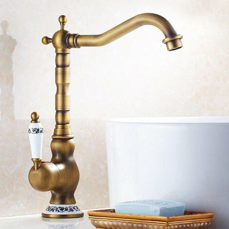 Miscelatore lavabo alto retrò FLORINA oro antico