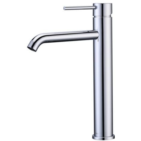 DETBOM Miscelatore Lavabo Alto Rubinetto da Bagno per Lavabo e Lavandino Rubinetto Lavabo in Acciaio Inox Cromato Moderno