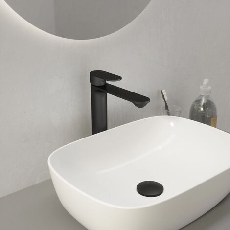 Miscelatore Lavabo Alto senza Scarico in Ottone Nero Opaco Mod. Kerry