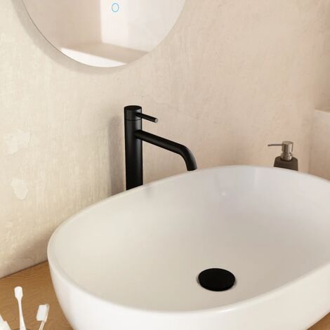 Miscelatore Lavabo Alto senza Scarico Slim in Ottone Nero Opaco Mod. Bette