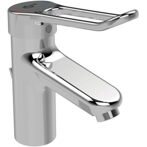 Miscelatore lavabo CERAPLUS 2 con leva maniglia ad anello e piletta in metallo cromato IDEAL STANDARD