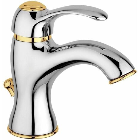 Miscelatore lavabo colore cromo-oro con piletta di scarico 1"1/4 Paffoni Flavia FA075CO  Cromo/Oro - FLAVIA