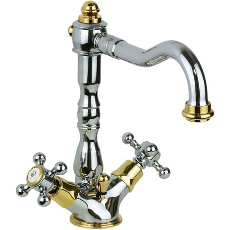 Miscelatore lavabo con canna orientabile colore cromo oro Paffoni Belinda FBLV075CO  Cromo/Oro