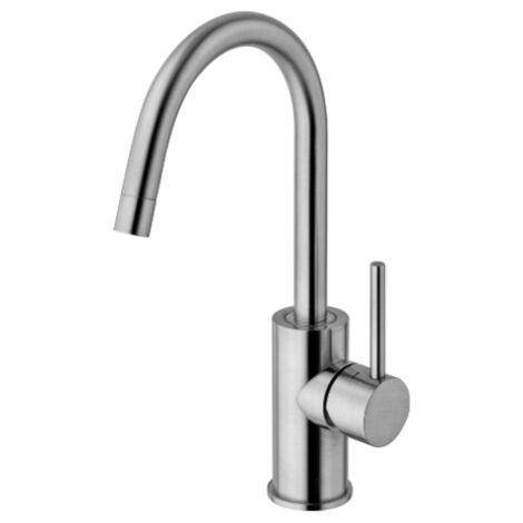 Miscelatore lavabo con canna orientabile Paffoni serie Light LIG078ST  Ottone - Steel looking