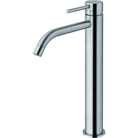 Miscelatore lavabo con canna prolungata e scarico Clic Clac Paffoni serie Light LIG081KST  Ottone - Steel looking