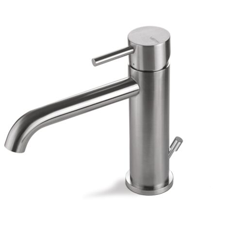 Miscelatore lavabo con scarico acciaio inox Vema TIBER STEEL V17010 Satinato