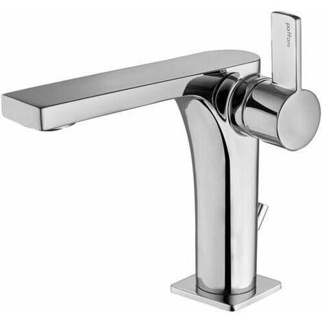 Miscelatore lavabo con scarico automatico Steel looking Paffoni serie Rock RO075ST  Ottone - Steel looking