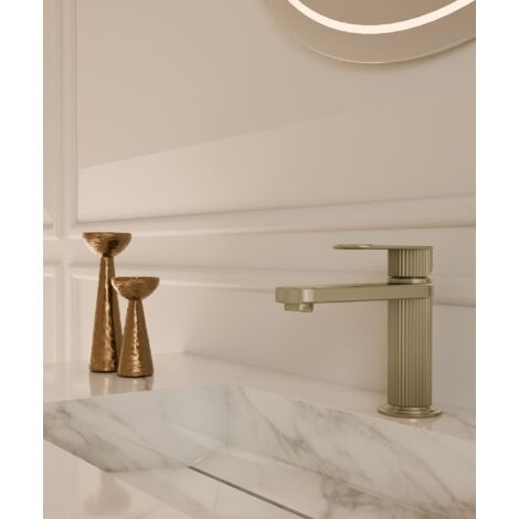 Miscelatore lavabo da appoggio oro spazzolato - Hera