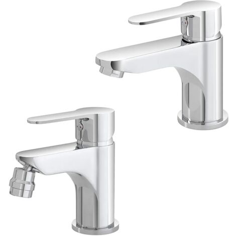 Miscelatore lavabo e bidet cromati con scarico click clack incluso Zoe