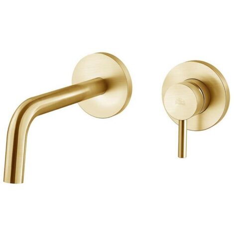 Miscelatore lavabo Honey Gold Spazzolato ad incasso con bocca l.123 mm Paffoni serie Light LIG104HGSP70  Ottone - Honey Gold Spazzolato