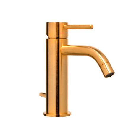 Miscelatore lavabo Honey Gold Spazzolato con scarico automatico 1”1/4G Paffoni serie Light LIG075HGSP  Ottone - Honey Gold Spazzolato