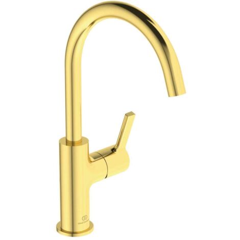 Miscelatore lavabo JOY sporgenza 169 mm oro spazzolato con bocca alta, senza piletta IDEAL STANDARD