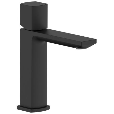 Miscelatore lavabo nero opaco con risparmio acqua e piletta click clack - serie Marte