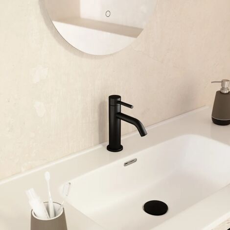 Miscelatore Lavabo senza Scarico Slim in Ottone Nero Opaco Mod. Bette
