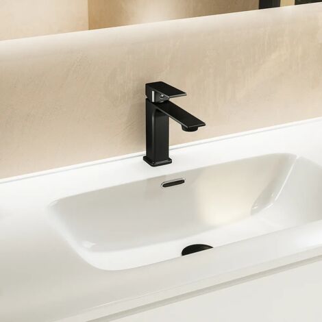 Miscelatore Lavabo senza Scarico Slim in Ottone Nero Opaco Mod. Ingrid