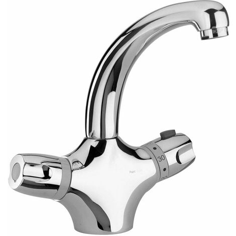 Miscelatore lavabo termostatico con bocca orientabile Paini 2T 2TCR256TH  Cromo - Piletta con salterello 1"1/4
