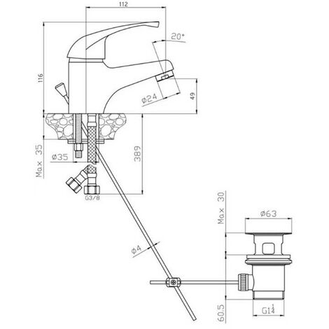 Miscelatore Lavabo UNIVERSO - Ottone con Finitura Cromata