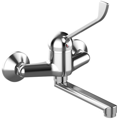Miscelatore lavello a muro in ottone cromato con leva clinica linea Ten Tiemme
