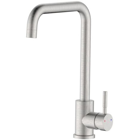 Miscelatore lavello bocca alta quadra girevole acciaio spazzolato - serie California