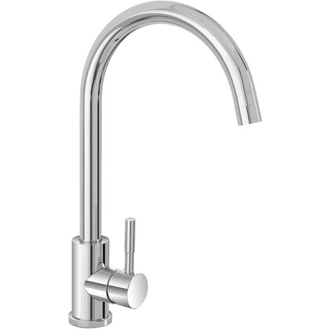 Miscelatore lavello con canna alta girevole in acciaio inox cromato
