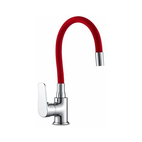 Miscelatore lavello con canna flessibile in gomma rosso