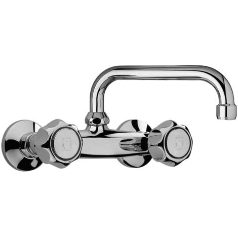 PAINI FRANCE Miscelatore lavello cucina a muro con bocca superiore a "U" Paini Arno 37CR502 Cromo