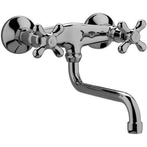 Miscelatore lavello cucina a muro Iris in ottone cromo di Paffoni