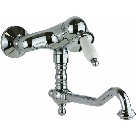 Miscelatore lavello cucina a parete in colore cromo con bocca di erogazione lunga Gattoni Orta Old 2762/27C0.OLD  Cromo