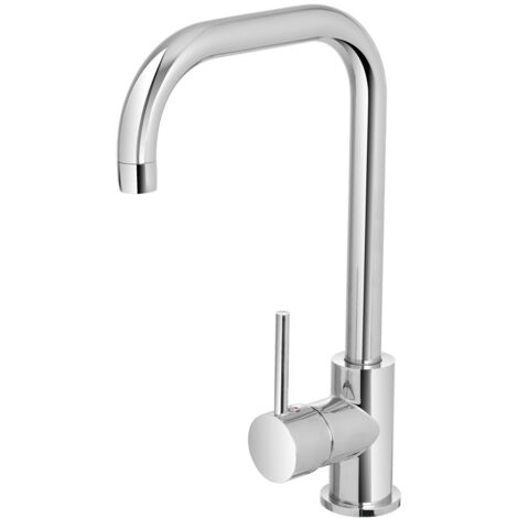Miscelatore lavello cucina con canna alta orientabile in ottone cromato