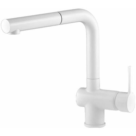 Miscelatore lavello cucina con doccia estraibile colore bianco opaco Gattoni Pesci 4070/PCBO | Bianco opaco