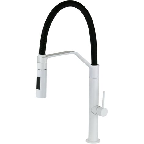 Miscelatore lavello cucina con doccia removibile doppio getto bianco opaco Fima Carlo Frattini F7047/1BS  Bianco opaco