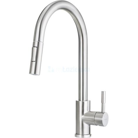 Miscelatore lavello cucina in acciaio inox spazzolato con doccia estraibile doppio getto DEANTE LIMA BBMF72M Acciaio Spazzolato