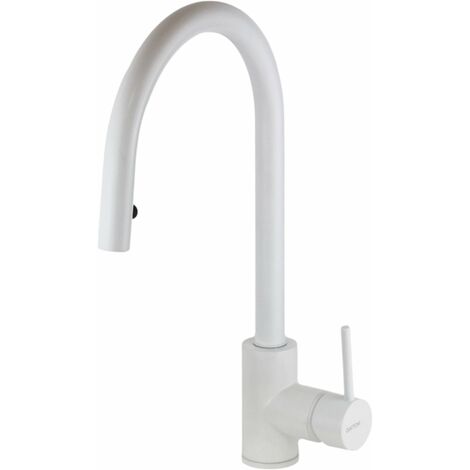 Miscelatore lavello cucina in colore bianco opaco con doccia a scomparsa Gattoni 0350/PCBO  Bianco opaco