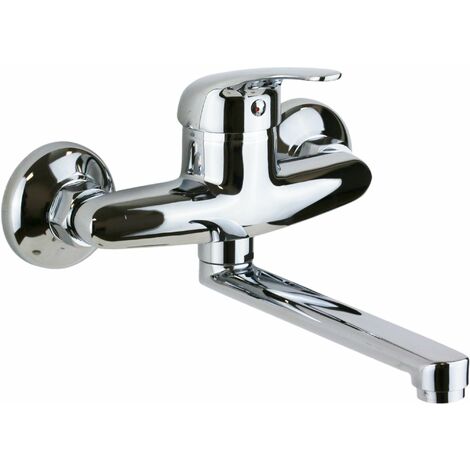 Miscelatore lavello cucina installazione a parete con bocca diritta Pollini MXB006003CR  Cromo