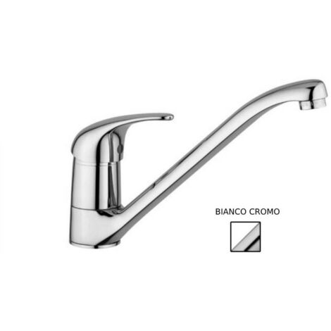Miscelatore lavello monoforo con canna orientabile serie Nettuno due modello ND182CC cromato bianco Paffoni ND182CC
