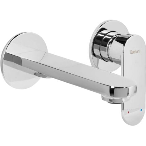Miscelatore monocomando a parete per lavabo in ottone argento Guatavia