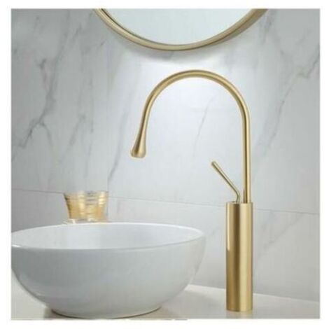 Miscelatore monocomando alto oro per lavabo bagno
