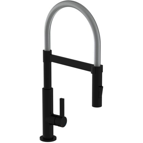 Miscelatore monocomando cucina MIAMI con molla a spirale - cromo/nero opaco Schütte