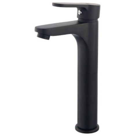 MISCELATORE MONOCOMANDO LAVABO ALTO CM 23,5 SERIE PACO Nero opaco - Senza piletta