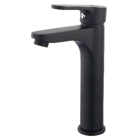 MISCELATORE MONOCOMANDO LAVABO ALTO SERIE PACO Nero opaco - Senza piletta