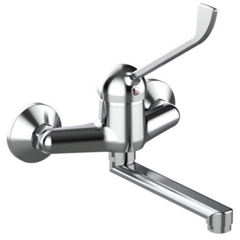 MISCELATORE MONOCOMANDO LAVELLO A MURO CON LEVA CLINICA LINEA TEN- Cromo- TIEMM- pezzi 1
