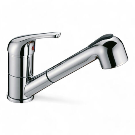 Miscelatore monocomando lavello con doccia estraibile cromato aereatore flessibile design elegante cucina moderna