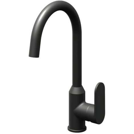 Miscelatore monocomando lavello cucina canna orientabile sofia installazione rapida finitura- nero opaco - confezione 1