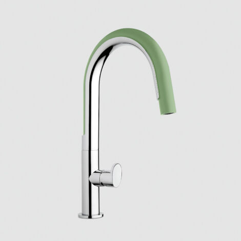 Miscelatore monocomando lavello cucina con doccetta in silicone colore verde Mamoli Cook 740800000V01  Cromo