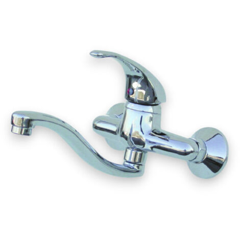 Miscelatore monocomando per bagno lavello a muro in ottone cromato