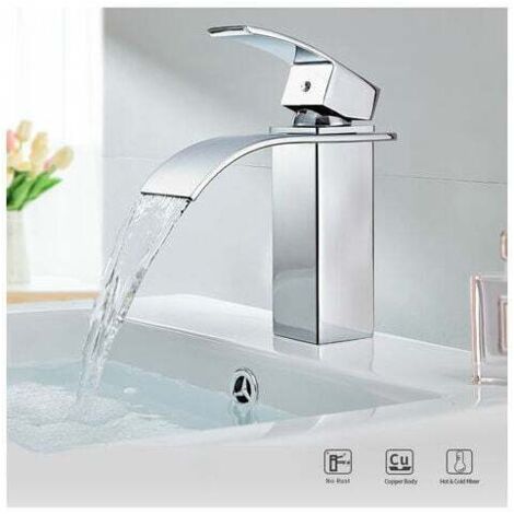 Miscelatore monocomando per lavabo a cascata per lavabo e lavabo Rubinetti per bagno Miscelatore acqua fredda e acqua fredda Ottone cromatoLATATTA