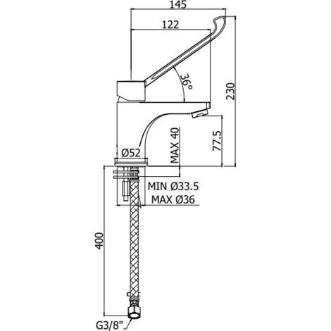 Miscelatore monocomando per lavabo con leva clinica Paffoni serie Red RED301CR  Cromato - Ottone