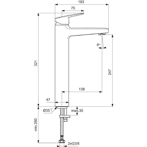 Miscelatore monocomando per lavabo in ottone cromato - Ideal Standard Ceraplan